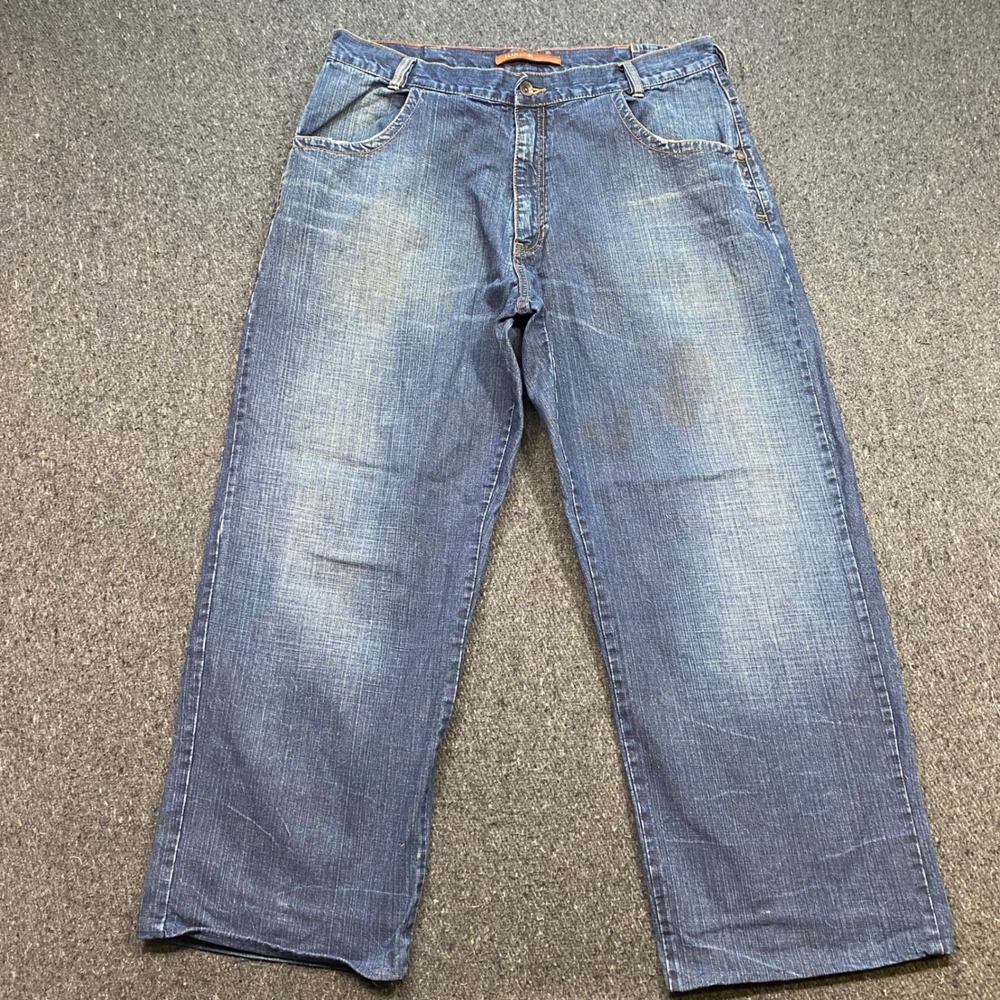 Sean John Baggy Jeans Sz 38 Mens Blue Y2K Streetwear Wide Leg Skater Denim Pants